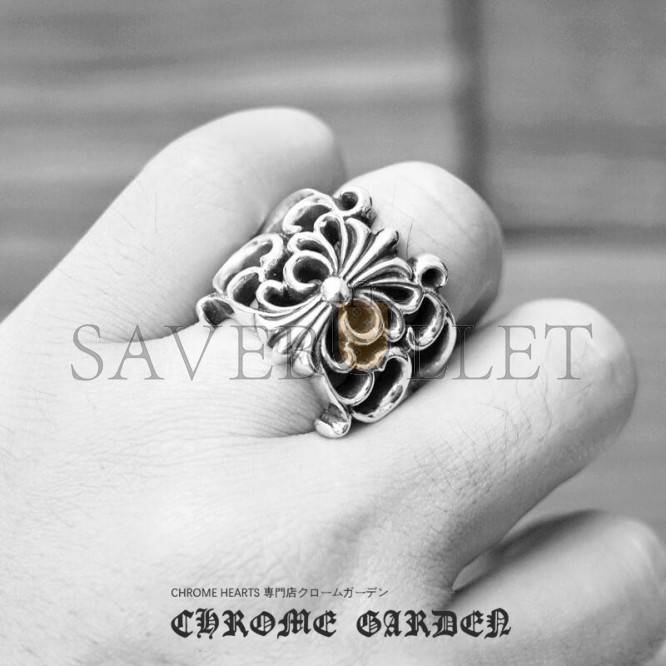 CHROME HEARTS BUTTERFLY FLORAL CROSS RING