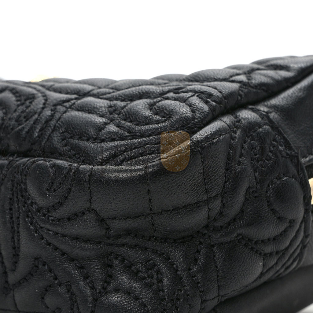 VERSACE NAPPA BAROCCO QUILTED VANITAS MEDEA BELT BAG BLACK  (20*10*5cm)