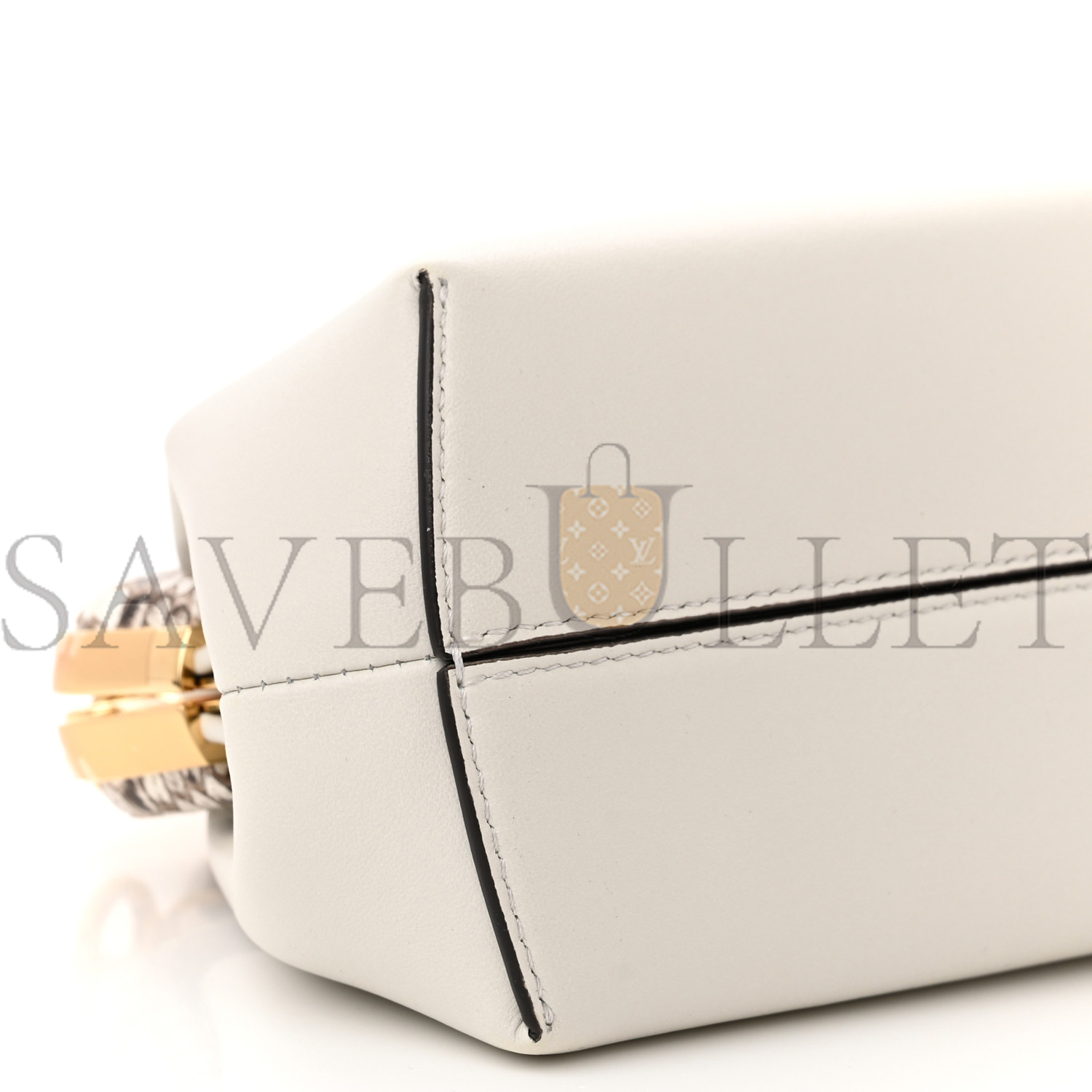 FENDI SHINY NAPPA SNAKESKIN SMALL FENDI FIRST WHITE ROCCIA (24*19*9cm)