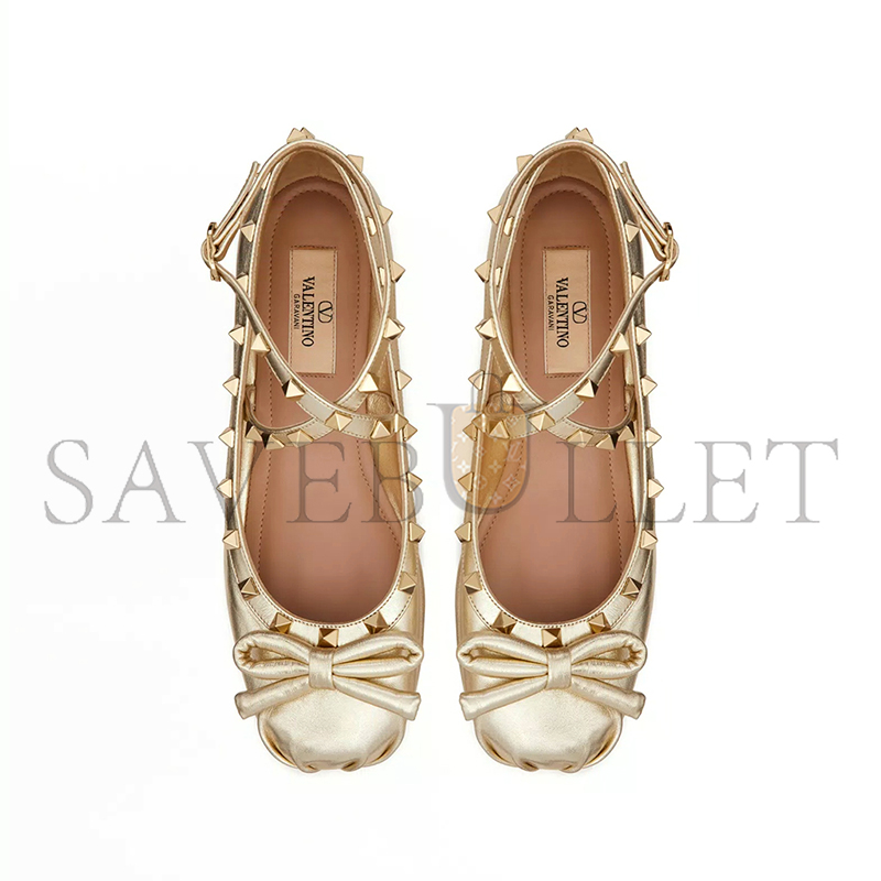 VALENTINO ROCKSTUD LAMINATED NAPPA LEATHER BALLERINA 4W2S0HB6JXH_R16