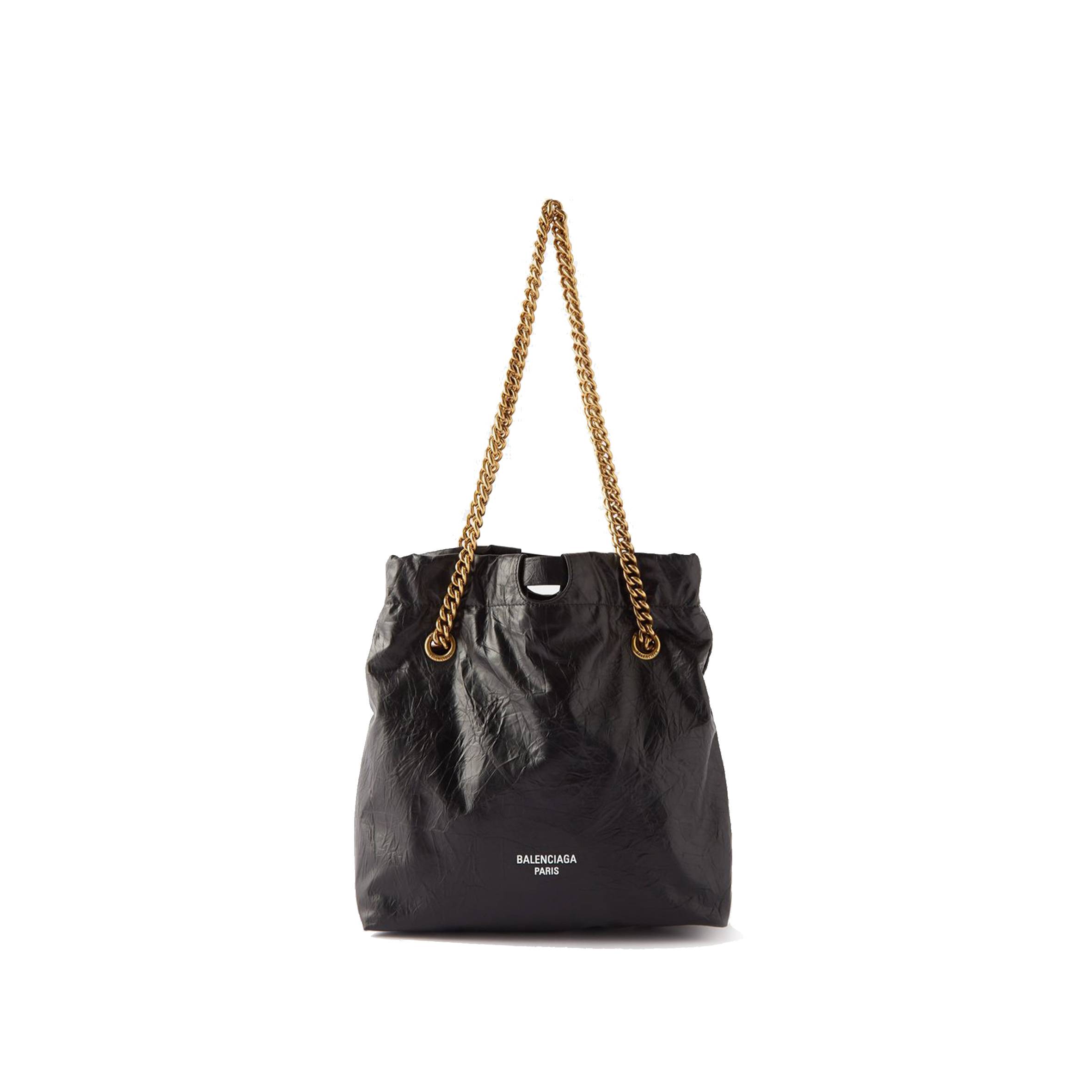 BALENCIAGA BLACK CRUSH CREASED-LEATHER TOTE BAG  MATCHESFASHION US (27.9*25.4*10.1cm)