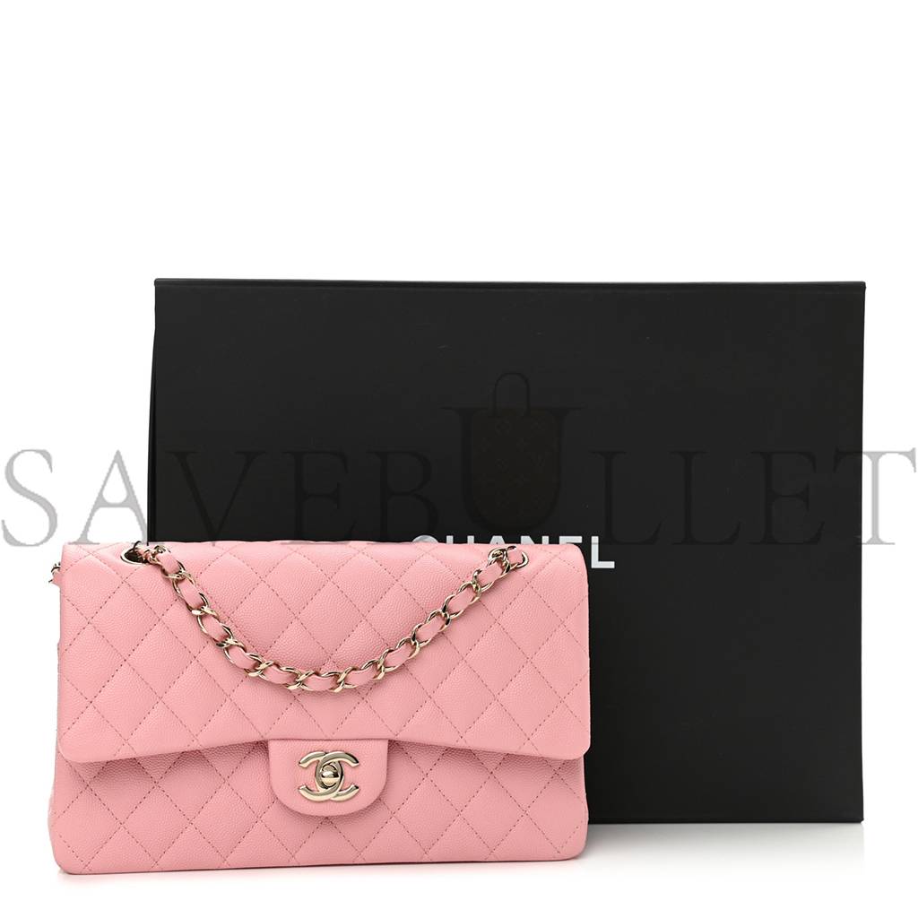 CHANEL CAVIAR QUILTED MEDIUM DOUBLE FLAP PINK (25*15*6cm)