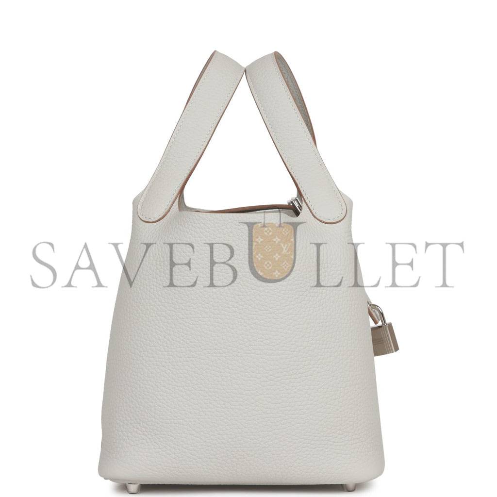 HERMES PICOTIN LOCK 18 GRIS PERLE CLEMENCE PALLADIUM HARDWARE (18*13*18cm) HERMES PICOTIN LOCK 18 GRIS PERLE CLEMENCE PALLADIUM HARDWARE (18*13*18cm)