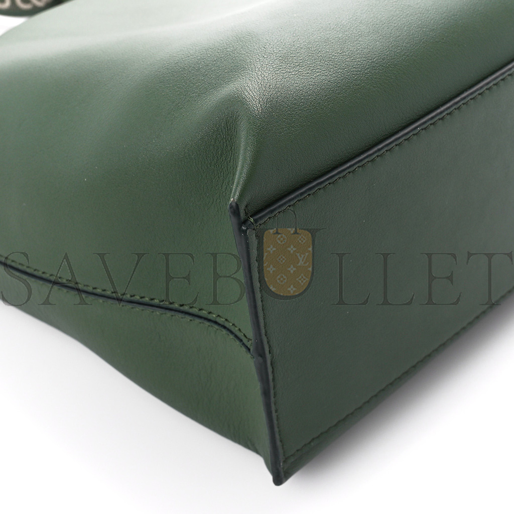 LOEWE SUPPLE SMOOTH CALFSKIN JACQUARD CUBI CROSSBODY BAG GREEN (33*29*17cm)