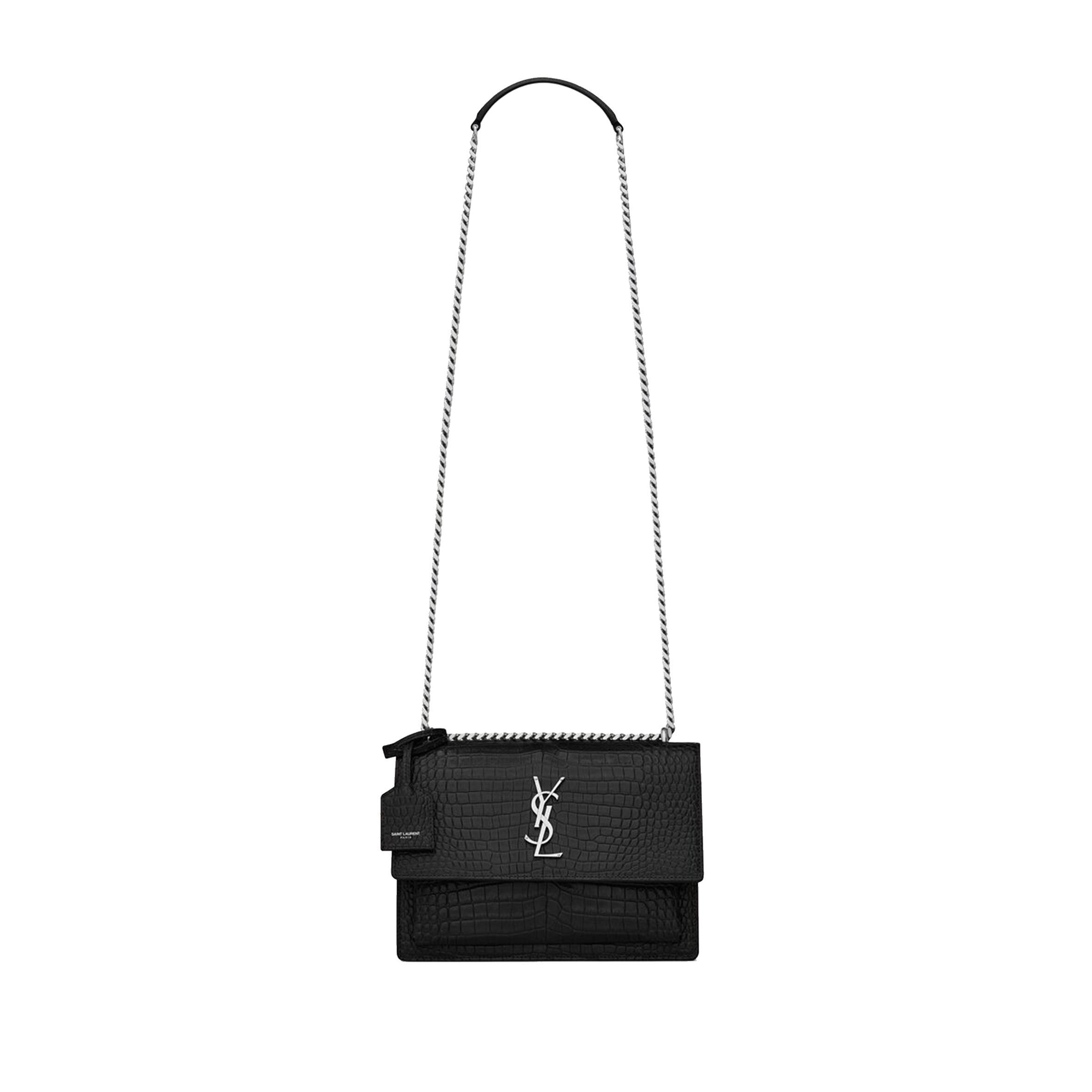YSL SUNSET MEDIUM CHAIN GAB IN CROCODILE-EMBOSSED SHINY LEATHER 442906DND0N1000 (22*16*6.5cm) YSL SUNSET MEDIUM CHAIN GAB IN CROCODILE-EMBOSSED SHINY LEATHER 442906DND0N1000 (22*16*6.5cm)