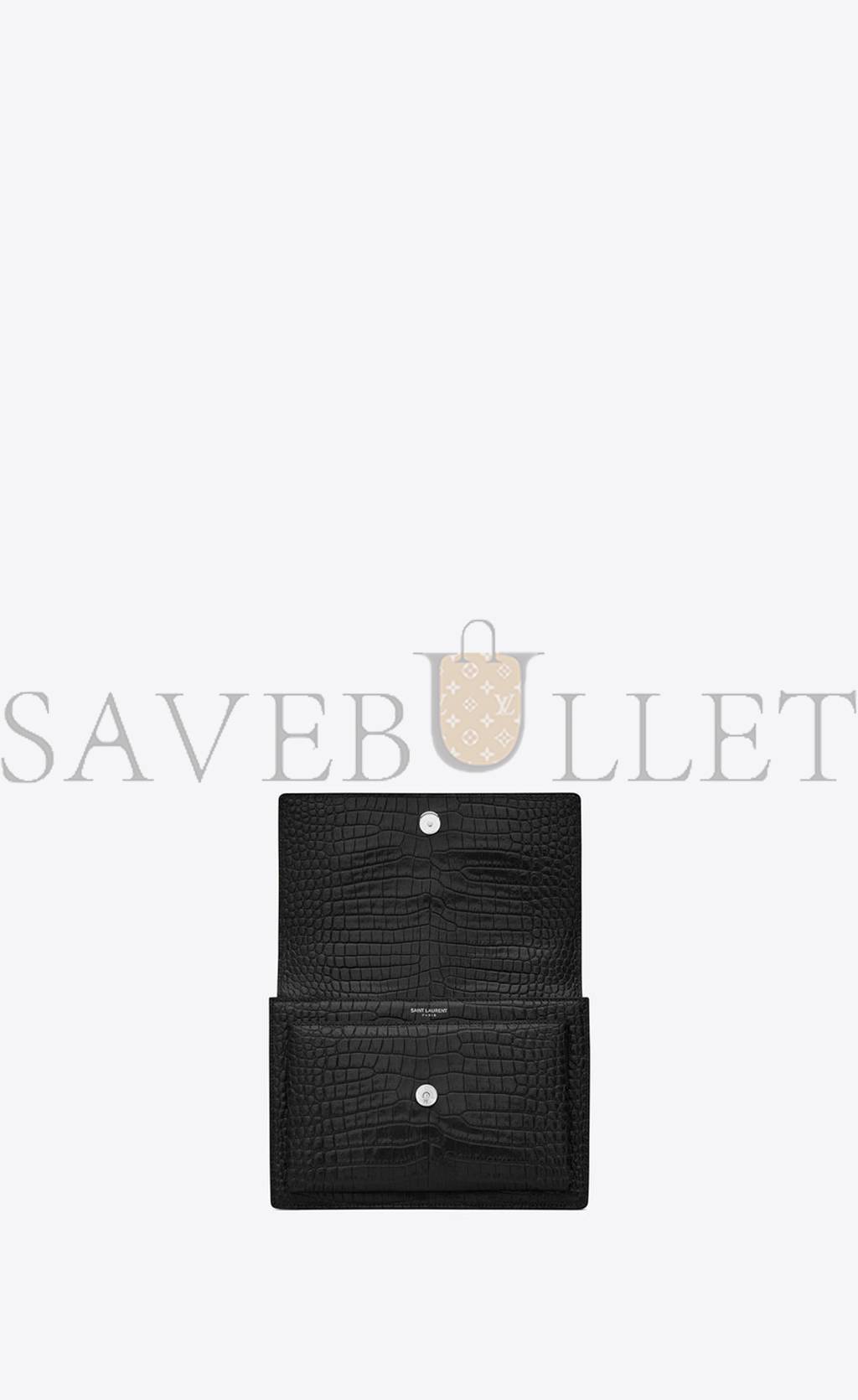 YSL SUNSET MEDIUM CHAIN GAB IN CROCODILE-EMBOSSED SHINY LEATHER 442906DND0N1000 (22*16*6.5cm) YSL SUNSET MEDIUM CHAIN GAB IN CROCODILE-EMBOSSED SHINY LEATHER 442906DND0N1000 (22*16*6.5cm)