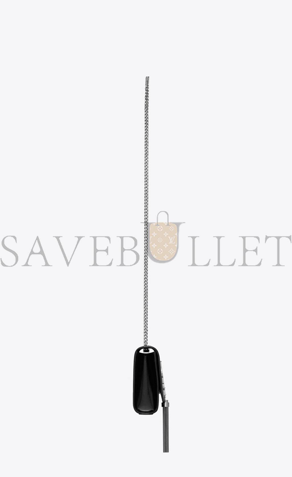 YSL KATE SMALL CHAIN BAG WITH TASSEL IN CHEVRON PATENT LEATHER 474366AAAWI1000 (20*12.5*5cm)