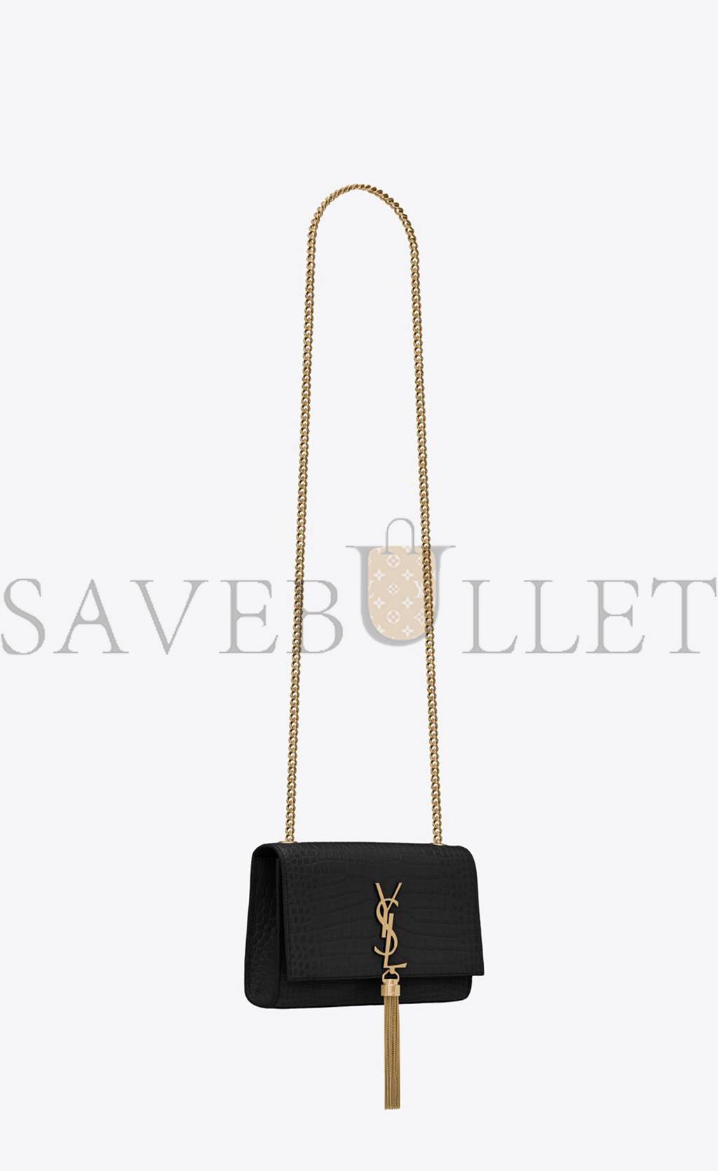 YSL KATE SMALL CHAIN BAG WITH TASSEL IN CROCODILE-EMBOSSED SHINY LEATHER 474366DND0J1000 (20*12.5*5cm) YSL KATE SMALL CHAIN BAG WITH TASSEL IN CROCODILE-EMBOSSED SHINY LEATHER 474366DND0J1000 (20*12.5*5cm)