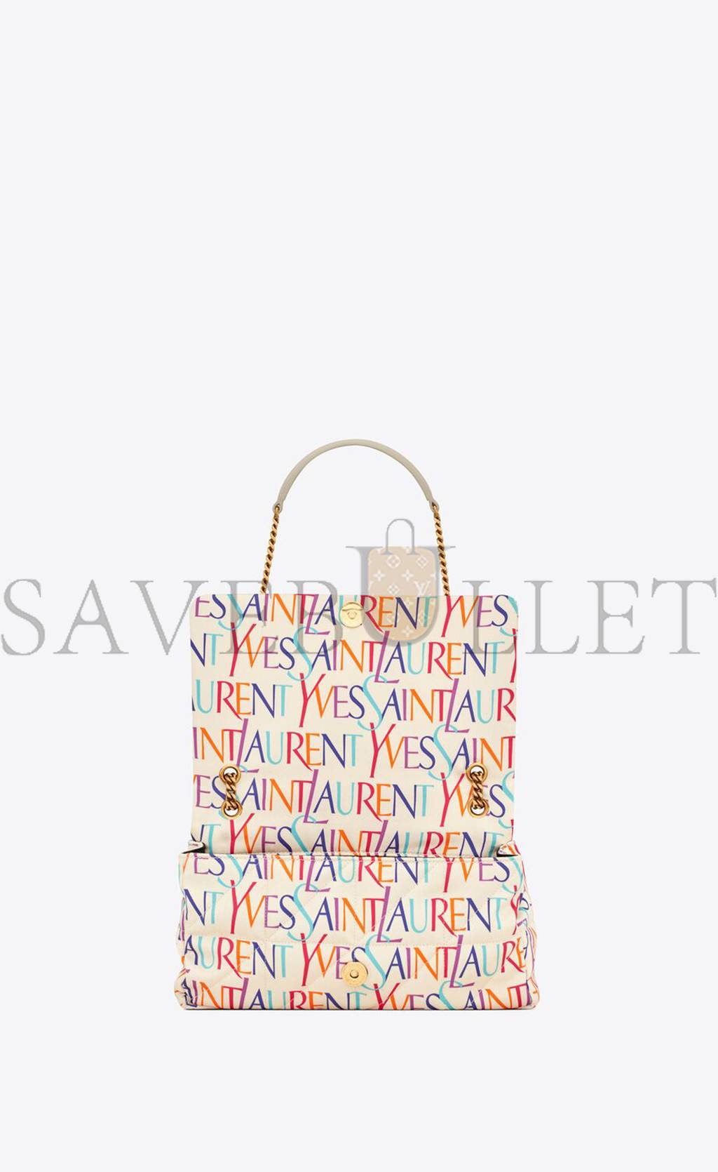 YSL JAMIE MEDIUM CHAIN BAG IN PRINTED YVES SAINT LAURENT SILK 515821FAASJ9076 (25*15*7.5CM)