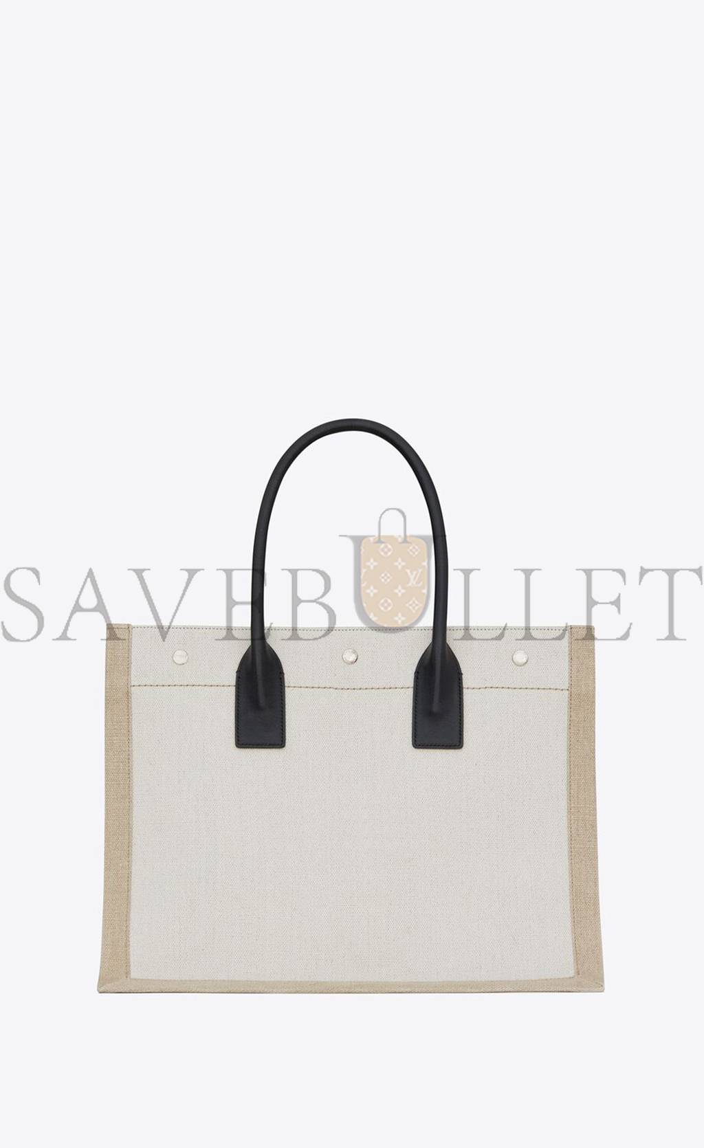 YSL RIVE GAUCHE SMALL TOTE BAG IN LINEN AND LEATHER 617481FAABR9054 (39*31*18cm)