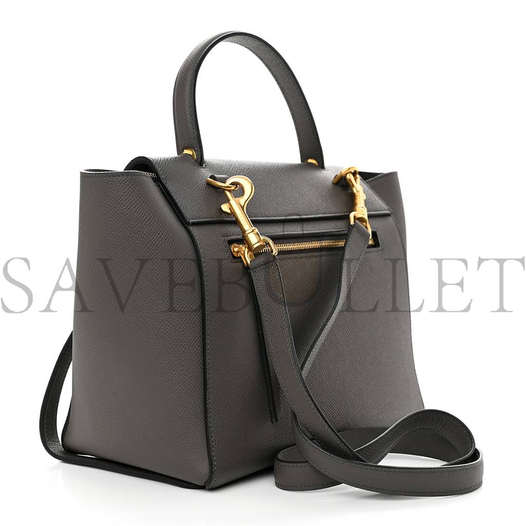 CELINE BABY GRAINED CALFSKIN MICRO BELT BAG GREY (24*21*14cm)