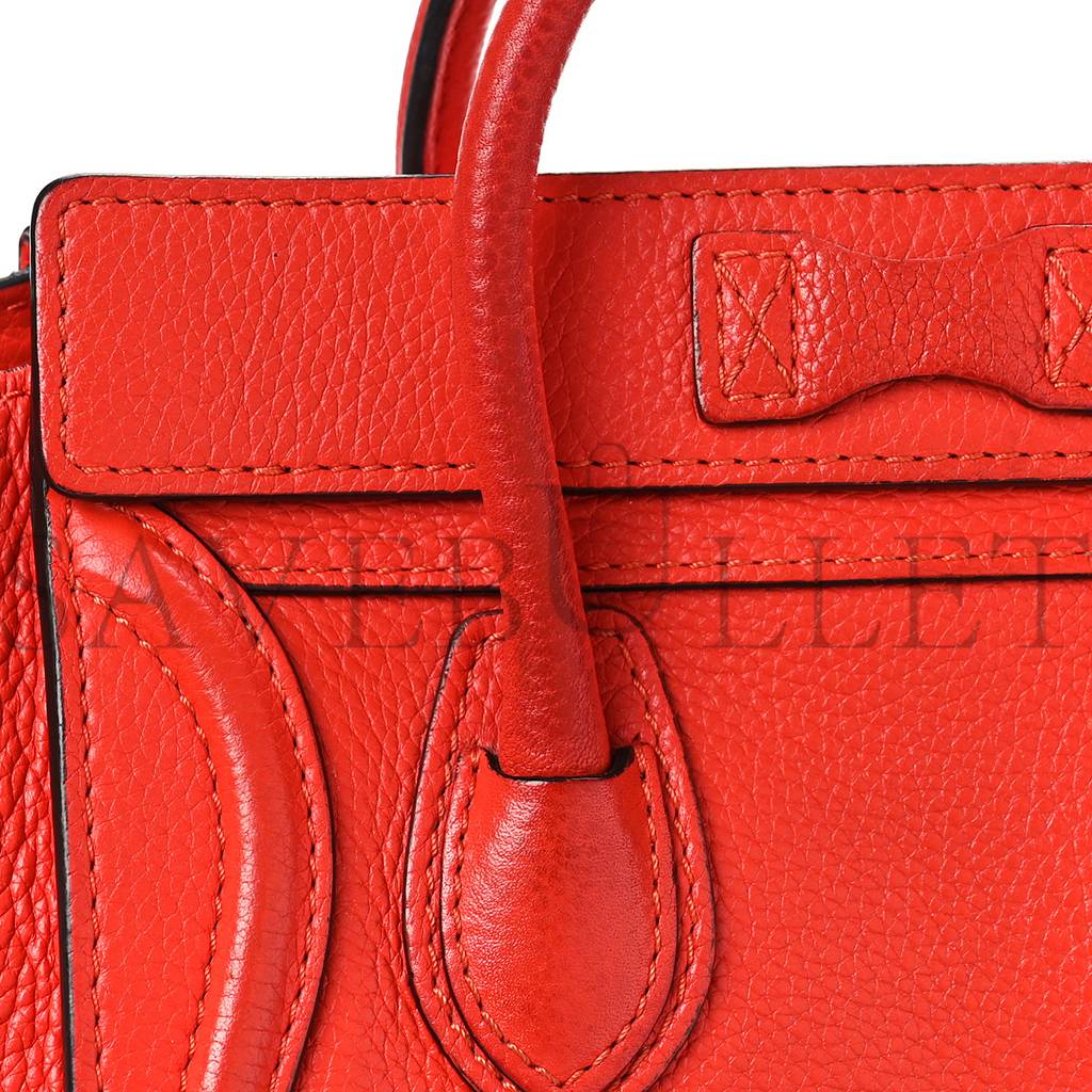 CELINE DRUMMED CALFSKIN NANO LUGGAGE VERMILLION (20*20*10cm)