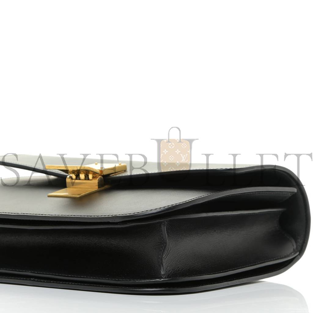 CELINE BOX CALFSKIN MEDIUM CLASSIC BOX FLAP BAG BLACK (23*18*7cm)