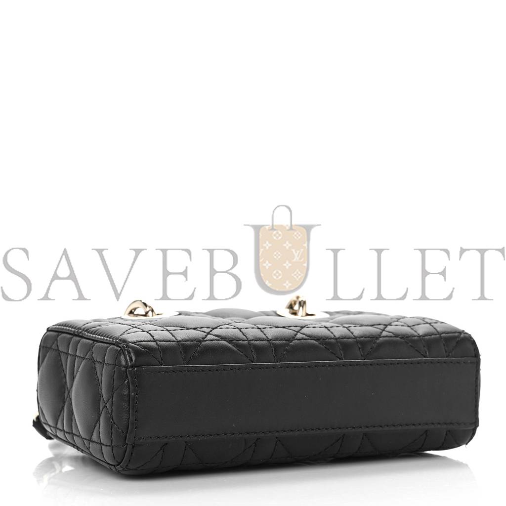 DIOR LAMBSKIN CANNAGE MICRO LADY D-JOY BLACK (16*10*5.1cm)