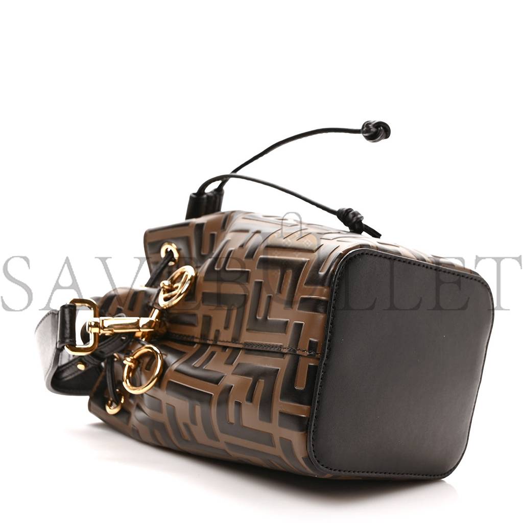 FENDI VITELLO LIBERTY F IS FENDI BI-COLOR FF 1974 EMBOSSED MINI MON TRESOR BUCKET BAG MAYA BLACK (18*12*10cm) FENDI VITELLO LIBERTY F IS FENDI BI-COLOR FF 1974 EMBOSSED MINI MON TRESOR BUCKET BAG MAYA BLACK (18*12*10cm)