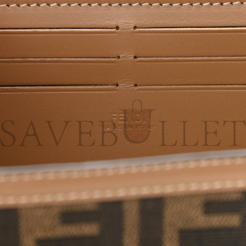 FENDI RECYCLED FABRIC JACQUARD VITELLO KING FF 1974 BAGUETTE SOFT TRUNK TOBACCO MORO SAND (28*15*6cm) FENDI RECYCLED FABRIC JACQUARD VITELLO KING FF 1974 BAGUETTE SOFT TRUNK TOBACCO MORO SAND (28*15*6cm)
